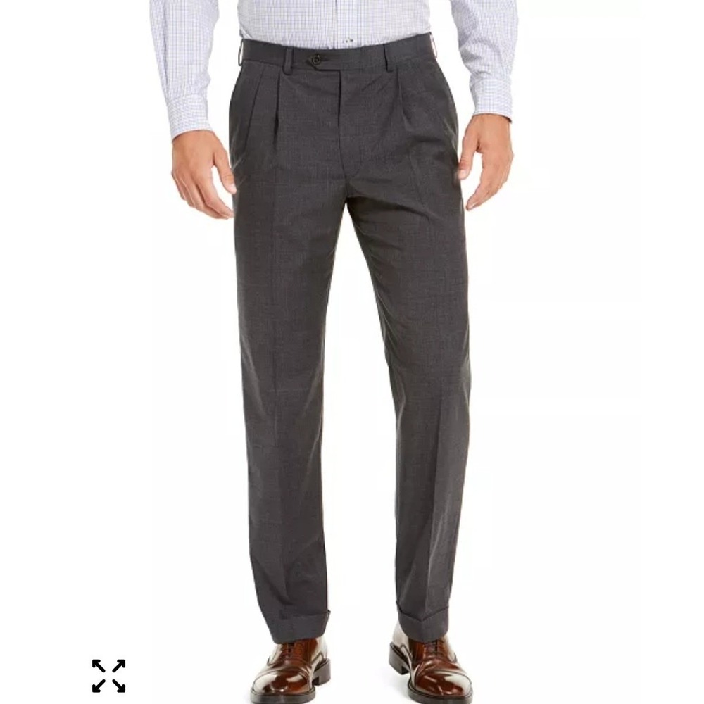 Lauren‎ Ralph Lauren Mens Gray Wool Dress Pants Pleated Total Comfort 35x32